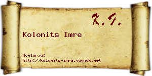 Kolonits Imre névjegykártya