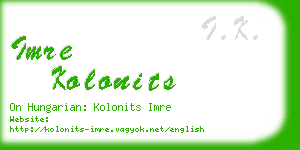 imre kolonits business card